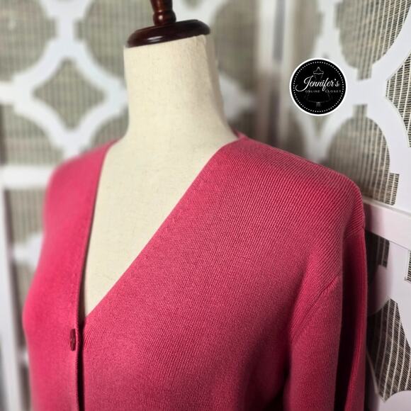 Talbots Coral V Neck Long Sleeve Button Closure Cardigan Size Small - Picture 2 of 9